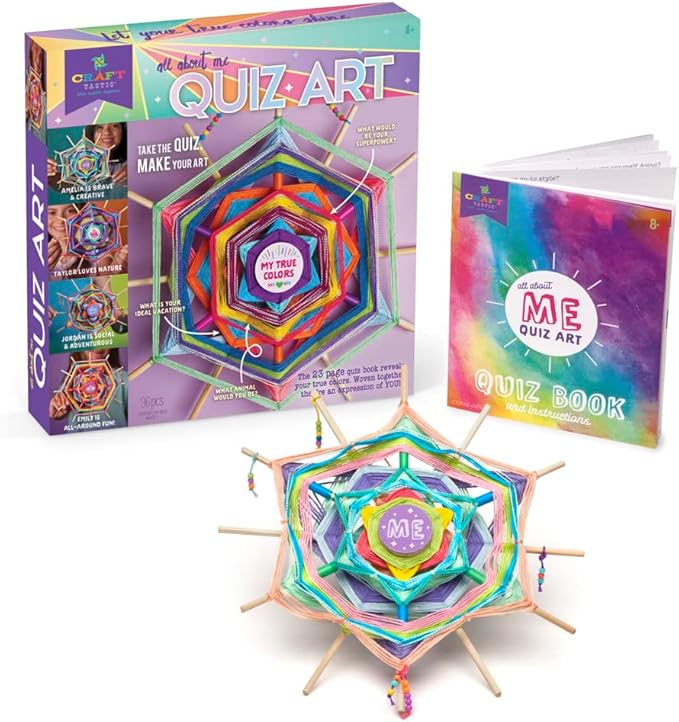 Craft-tastic – All About Me Quiz Art – Craft Kit – Answer Fun Questions to Make a Personalized Piece of Art – Ages 8+