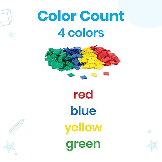 hand2mind Foam Square Color Tiles, Color Sorting, Math Counters for Kids, Counting Manipulatives, Colored Foam Squares, Math Manipulatives, Bingo Chips, Game Tokens, Tiles Learning (Set of 400)