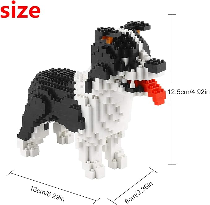 Larcele Micro Dog Building Blocks Set Pet Mini Building Toy Bricks Kit,950 Pieces KLJM-02 (Border Collie)