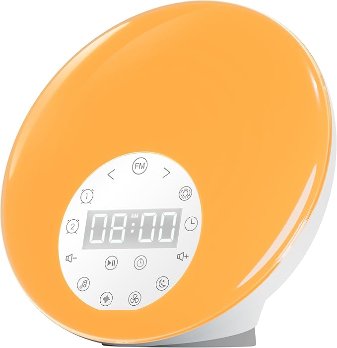 ANTDALIS Sunrise Alarm Clocks White Noise Sound Machine with 26 Soothing Sounds, 7 Night Lights, Wake Up Light Alarm Clock for Bedrooms, Heavy Sleepers, Baby, Kids, Dual Alarms, Sleep Timer, Snooze