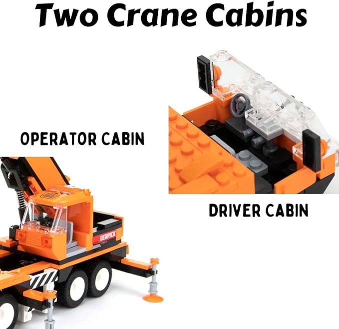 Mobile Crane Building Block Set (475pcs) and Construction Tower Crane. Two Building Kits in one Set! Toy Blocks Suitable for Boys and Girls.