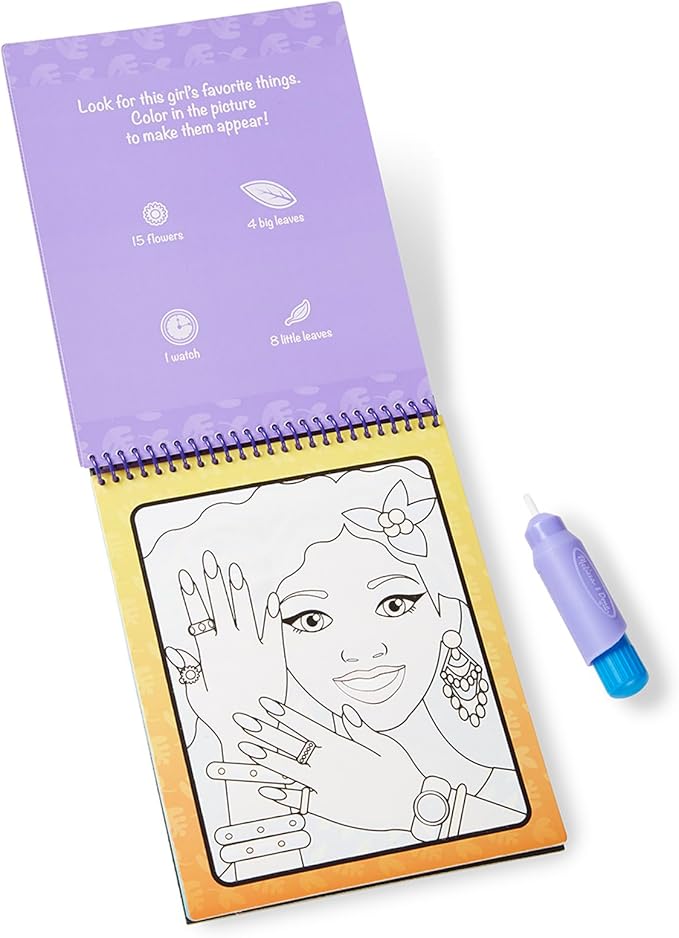 Melissa & Doug On the Go Water Wow! Reusable Water-Reveal Activity Pad - Makeup and Manicures - FSC Certified