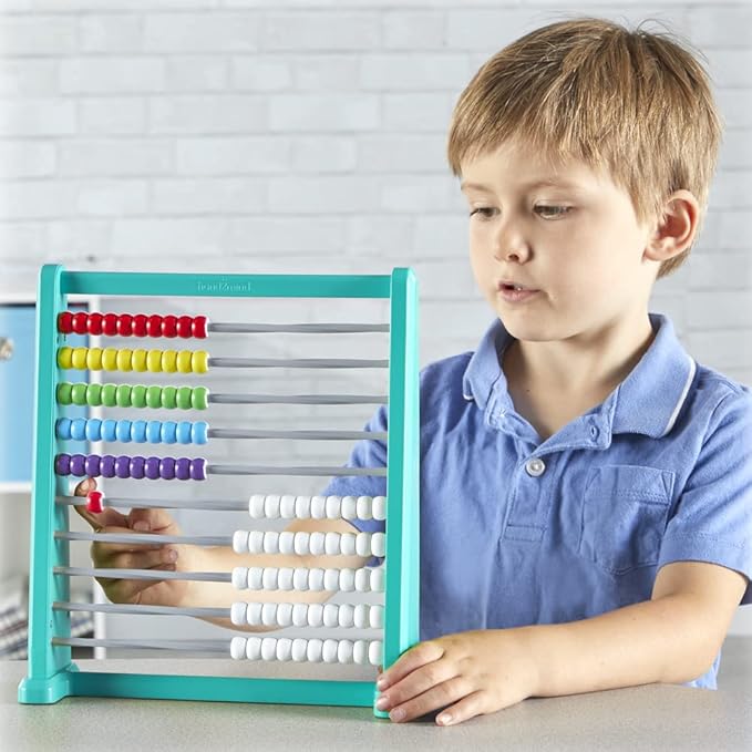 hand2mind Color Changing Plastic 100 Bead Abacus, Abacus for Kids Math, Math Manipulatives Kindergarten, Counting Rack for Kids, Counters for Kids Math, Educational Toys for Elementary Kids (Set of 1)