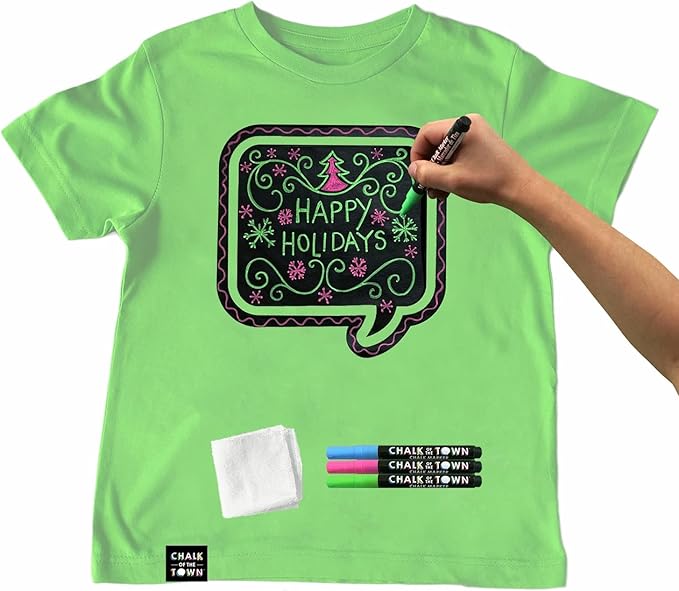 Speech Bubble Chalkboard T-Shirt Kit for Kids, Green (Large)