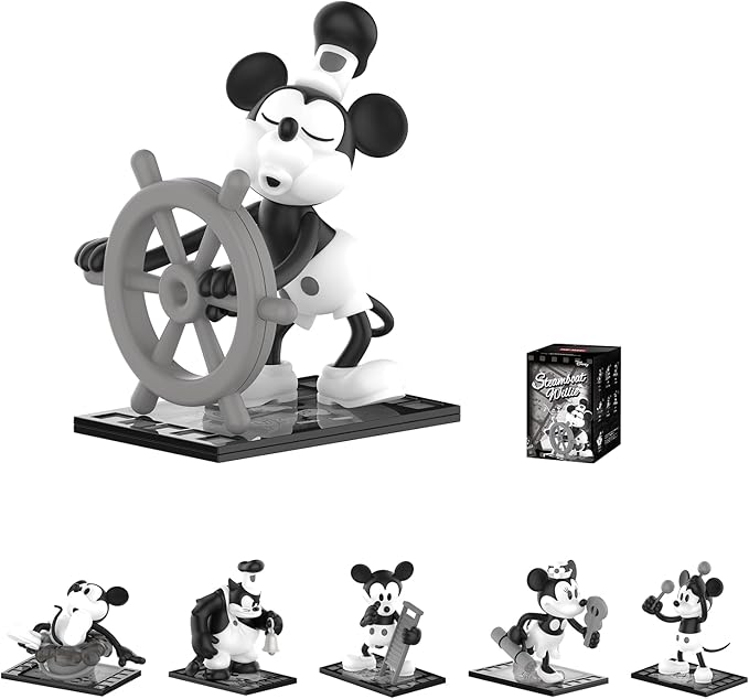 POP MART Disney Steamboat Willie Series Figures, Disney Blind Box Figures, Random Design Action Figures Collectible Toys Home Decorations, Holiday Birthday Gifts for Boys and Girls, Single Box
