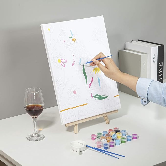 Paint by Numbers,DIY Oil Painting Kit for Kids & Adults Beginner – 12” x 16” Colorful Dog and Butterfly Pattern with Wooden Easel
