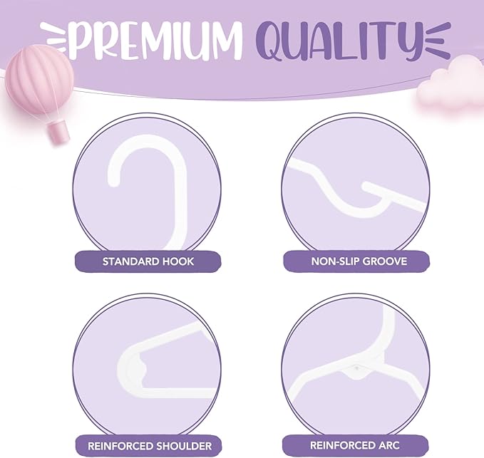 HOUSE DAY Plastic Baby Hangers for Closet 20 Pack, Durable Plastic Kids Hangers for Baby Clothes, Thin & Compact Childrens Hangers, Space Saving White Baby Hangers, Small Hangers for Kids Clothes