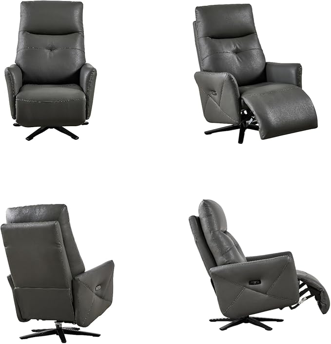 Recliner Chairs for Adults, Living Room Chair with Adjustable Headrest, Euro Contemporary Style Bedroom Chair with Dual Motor, Sofa Chair with USB Charge Port, Dark Brown