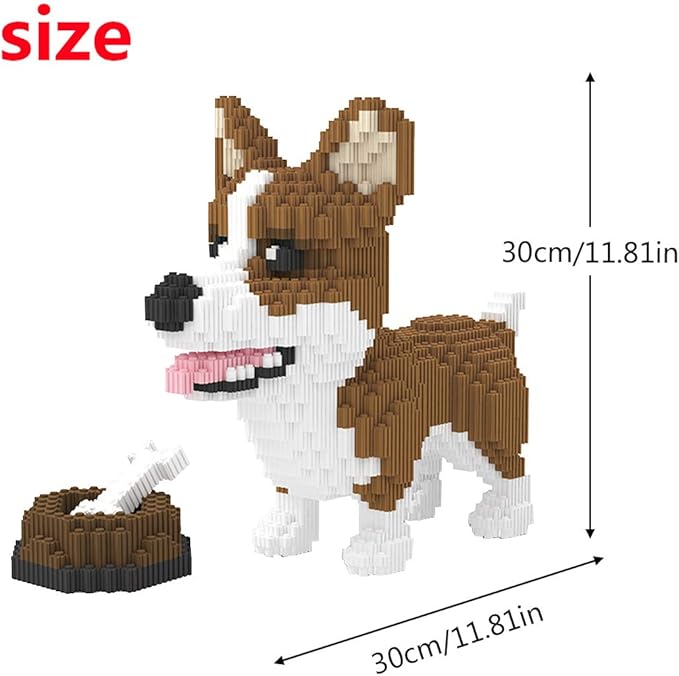 Larcele Dog Micro Building Blocks Animal Mini Building Toy Bricks,4819 Pieces KLJM-02 (Corgi Dog and Food)
