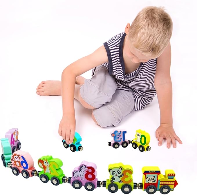 Anditoy Magnetic Wooden Animals Train Set Montessori Educational Toys for Kids Toddlers Easter Basket Stuffers Easter Toys Gifts