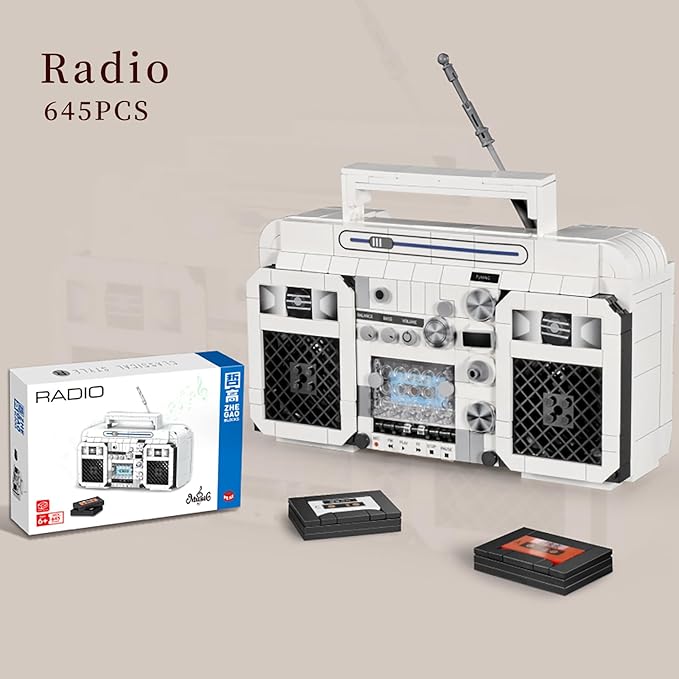 Retro Mini Radio Building Blocks Set Gifts for Christmas, Birthday, Valentine's Day, Thanksgiving, 645pcs Vintage Radio Toys Model for Adults Girls Boys Kid Toys