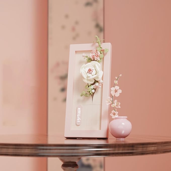 Painting Wall-Hangable Four Seasons Flowers Idea Frame Building Blocks, Wall-Hangable Wall Art Flower Frame Series, Lily、Orchid and Rose, Compatible with Lego 630 Building Accessory (185 PCS)