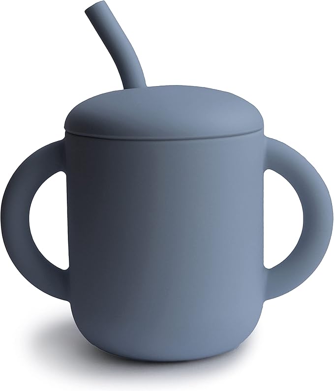 mushie 100% Silicone Training Cup & Straw for Toddlers | 6 Months+ (Tradewinds)