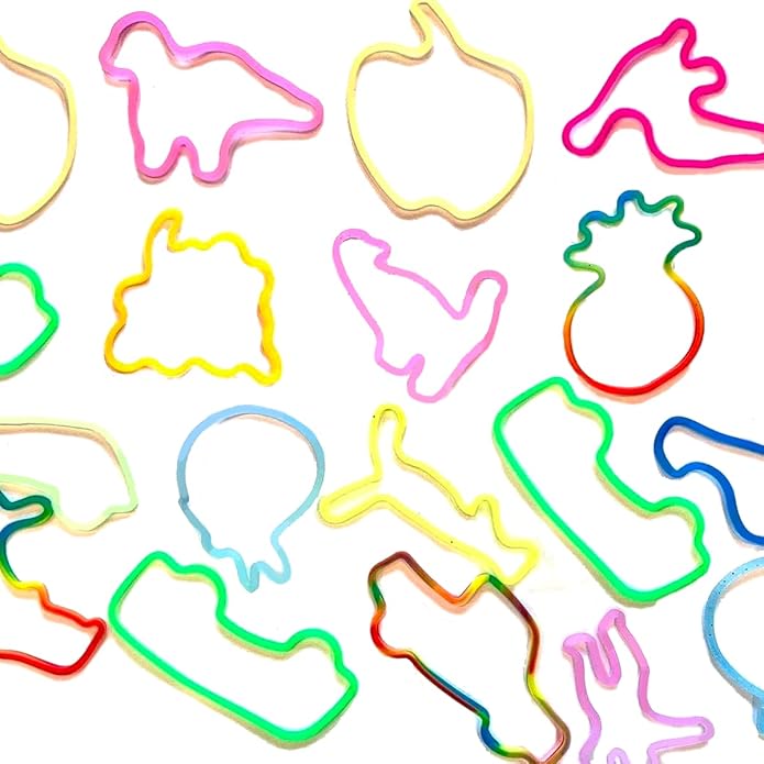 Mega Assortment Fun Bandz - Silicone Bandz Bracelets in a variety of vibrant colors and fun shapes, fun silly Toy for Children (48pc)