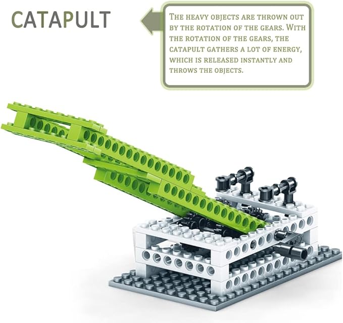 STEM Mechanics Gears Construction Kit 13 Models in 1, Motion Essential Set, Ferris Wheel/Merry-go-Round/Seesaw/Crane/Windmill Engineering Science Education Building Kit