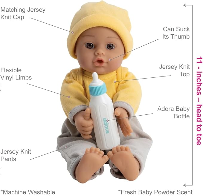 Adora Amazon Exclusive Sweet Babies Collection, 11” Soft and Cuddly Boy Baby Doll Machine Washable, Birthday Gift For Ages 1+ - Baby Llama