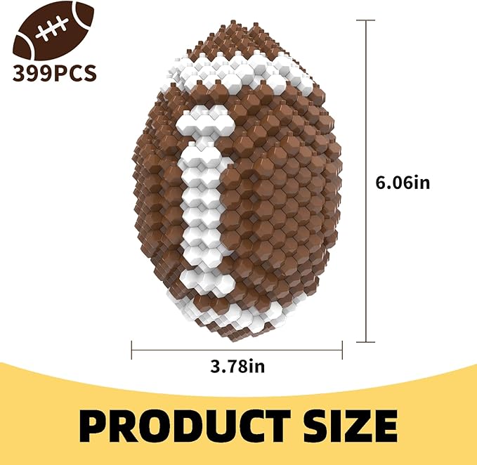 Football Block Set, Adults challenging STEM Block Decoration, Miniature 3D Educational Toys for 14 15 16 Years and Above, (399 Pieces)