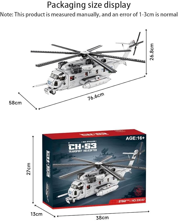 CH-53E Super Stallion Building Blocks and Construction Toy, Collectible Military-Themed Model to Build and Display, Great Gift for Military Fans (2192 PCS), 1:35 Scale