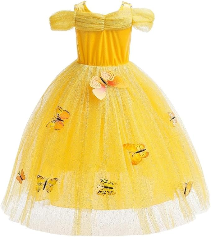 Dressy Daisy Girls' Princess Fancy Dress Up Costume Christmas Halloween Outfit Butterfly Size 5-6 Yellow