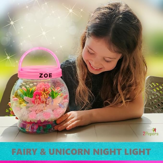 DIY Fairy & Unicorn Nightlight Gifts for Girls Age 3 4 5 6 7 8 9 10 Years Old, Terrarium Arts & Crafts for Kids, Birthday Fairy Gift & Unicorn Art Kit