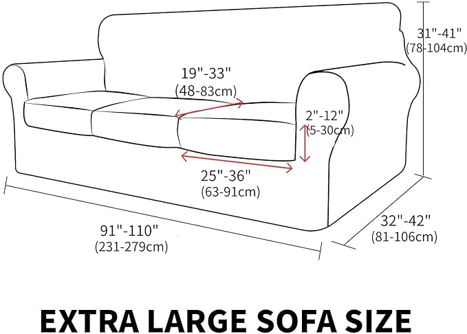 MAXIJIN 4 Piece Jacquard Extra Large Couch Covers for 3 Cushion Couch Super Stretch Non Slip Couch Cover for Dogs Pet Friendly Sofa Slipcover Furniture Protector (Oversized Sofa, Light Beige)