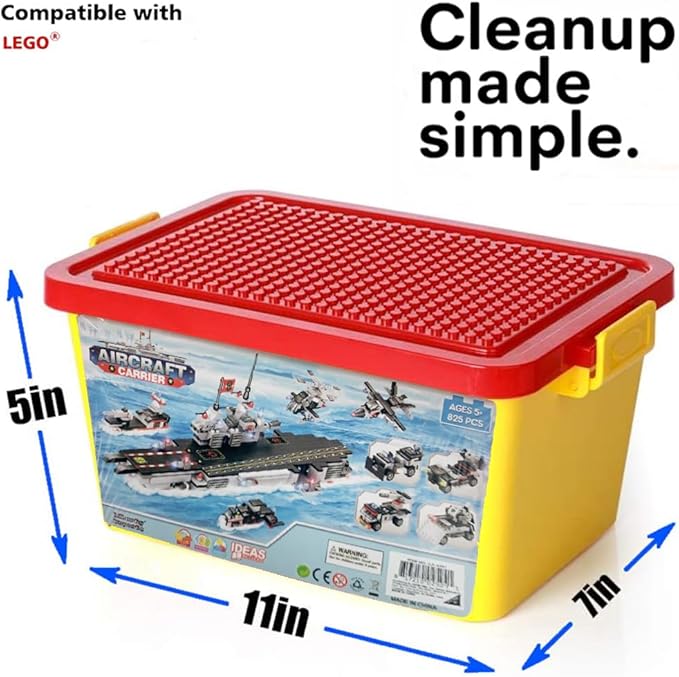825pc Military Aircraft Carrier Fleet Construction Toy - 8-in-1 Naval Battleship Models with Navy Vehicles, Jets & More - Compatible with Lego Bricks - Storage Case Included