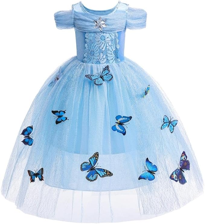 Dressy Daisy Girls' Princess Dress Costume Christmas Halloween Fancy Dresses Up Butterfly Size 8-10 Blue