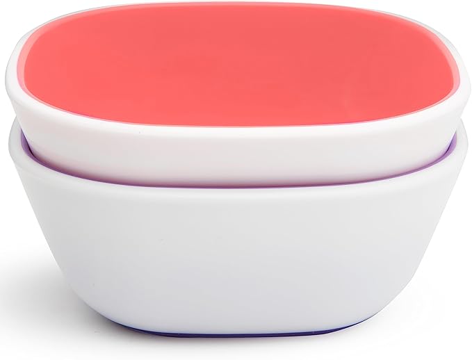 Munchkin® Splash™ 4 Piece Toddler Divided Plate and Bowl Dining Set, Pink/Purple