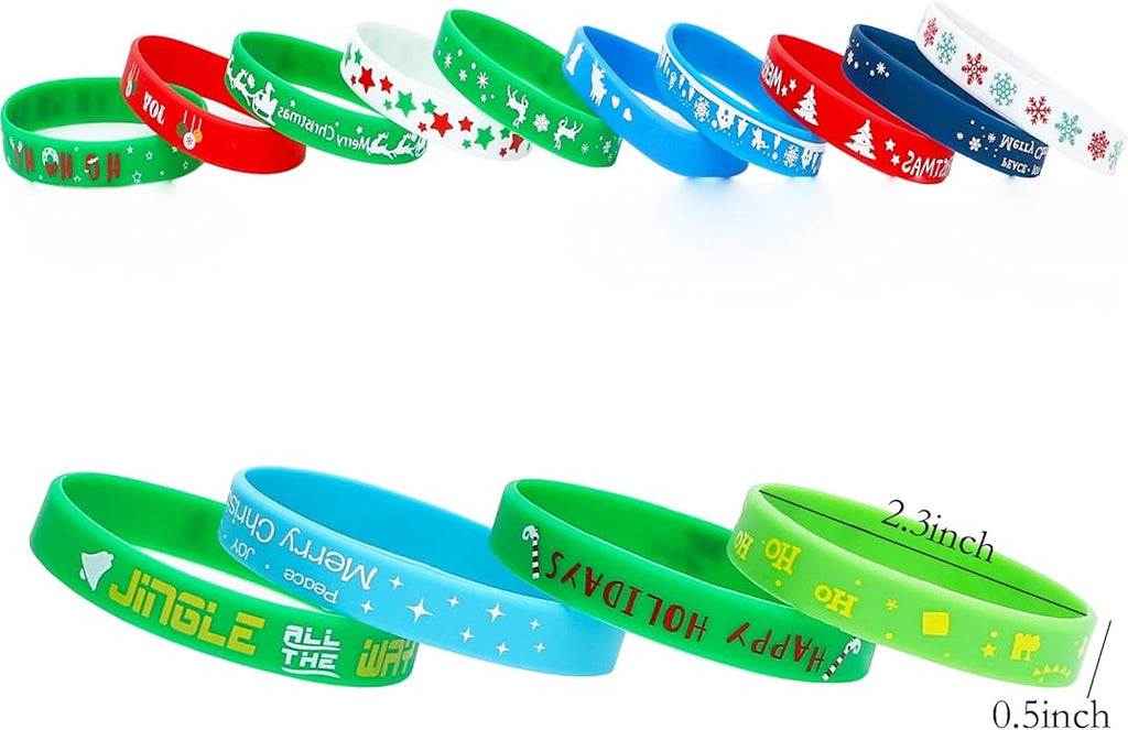 SOTOGO 48 Pieces Bracelets Multicolor Silicone Stretch Wristbands for Christmas Birthday Party Supplies