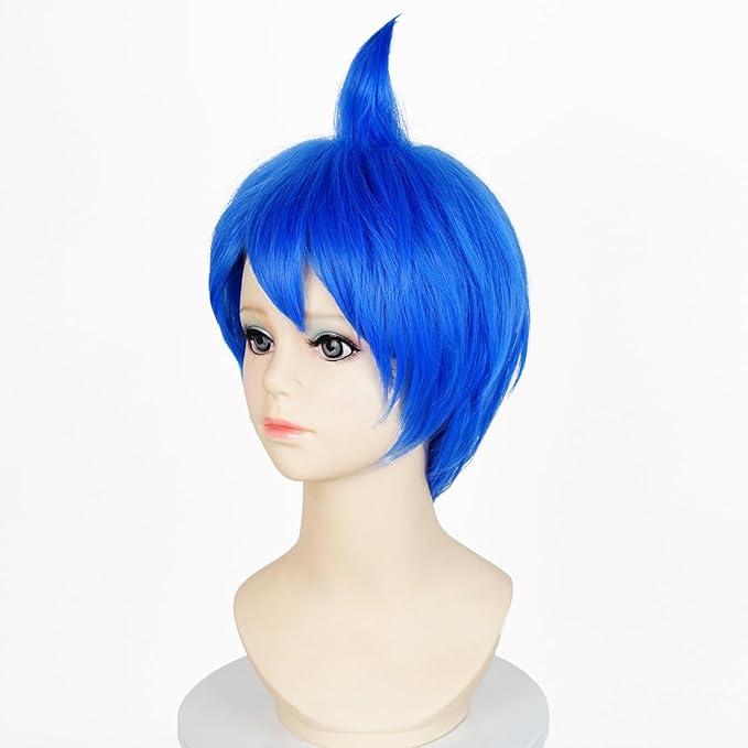 Probeauty Short Blue Wig for Kids Child Layered Anime Costume Wig for Halloween Cosplay Party