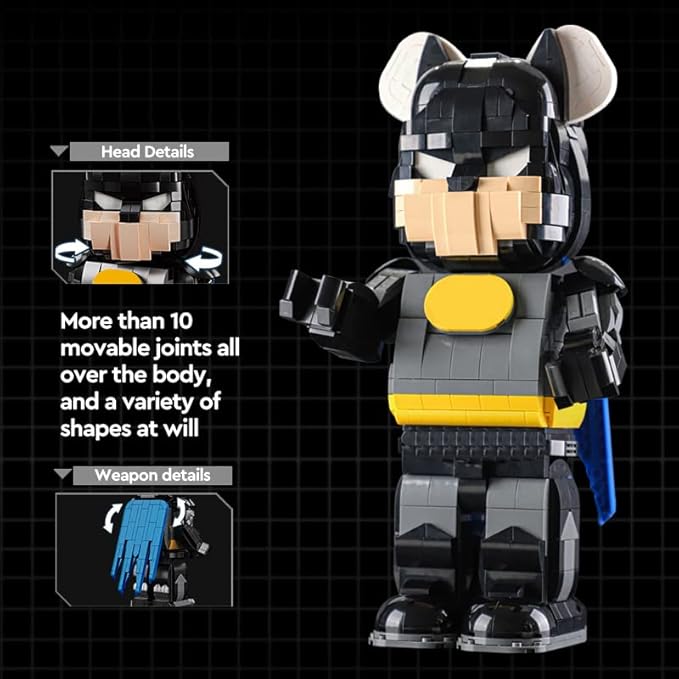 Mecha Bear Building Block Kit, Mechanical Violent Bear Display Art Toy Model,Creative Collectible Gift for Adults & Kids(1647 Pieces)