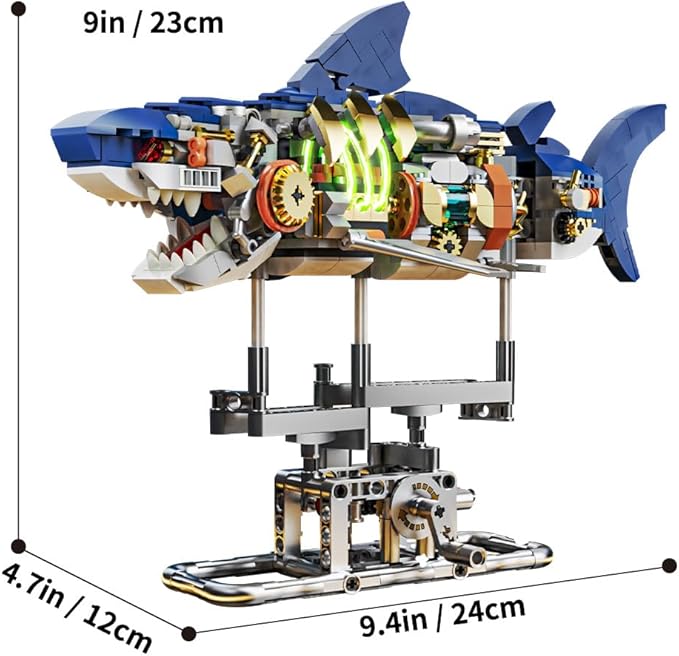 RiceBlock Shark Animal Building Block Set, A Gift for Compatible with Lego Sets for Boys 8-14, Sea Creatures Marine Animal Building Blocks Toys Crossing Ocean Lovers, 687 Pieces