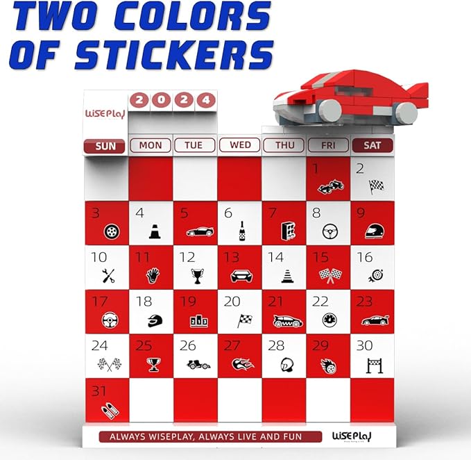 WIsePlay Calendar STEM Building Block Set 2024 Year - Stocking Stuffers for Boys - Unique Birthday and Christmas Gift for Kids