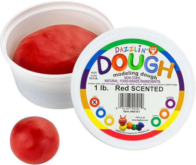 Hygloss Play Modeling Dough - Red Dough Scented - Safe & Non-Toxic for Kids Arts & Crafts - Party Favors - Classroom Supplies - 1lb