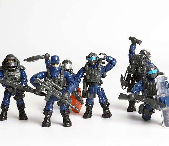 8 PCS Building Block City Policeman Mini-Figures with Multiple Military Weapons Accessories SWAT Equipment Military Vehicle Army Car Assembly Building Toys Gift for Boys