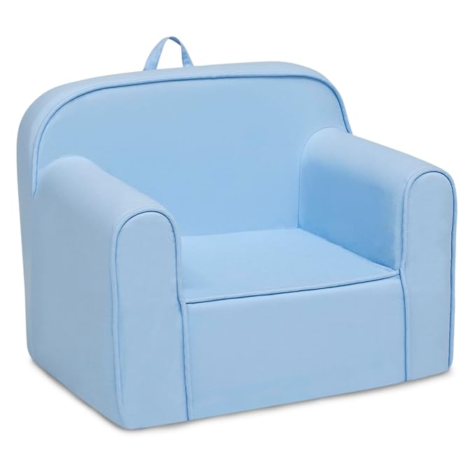 Delta Children Cozee Chair -Foam Kids Chair for Ages 18 Months and Up, Powder Blue
