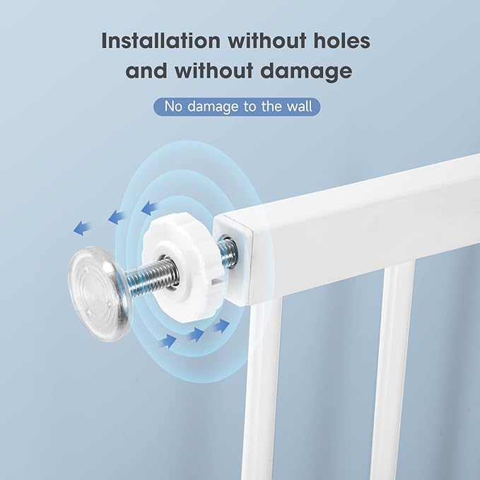 Baby Gate for Stairs Doorways and House, Extra Tall Walk Through Pet Gate, Extra Wide Child Gate, Auto Close Safty Gates, Metal Baby Gate Dog Gate, Pressure Mount, White.