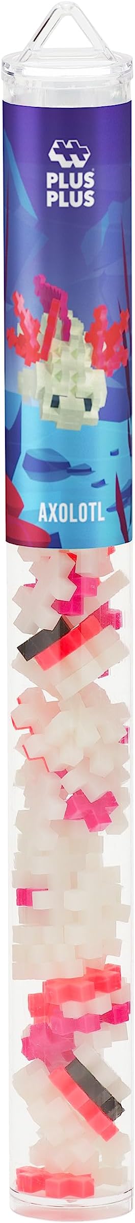 PLUS PLUS 3D Puzzle Building Block Set, 70 Mini Interlocking Pieces, Fun STEM Toys for Kids - Axolotl Mini Maker Tube