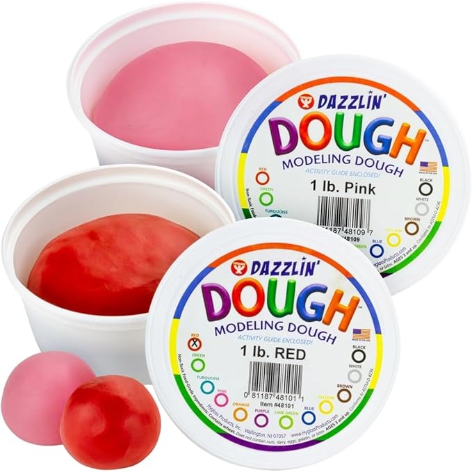 Hygloss Play Modeling Dough - Pink and Red Dough Unscented - Safe & Non-Toxic for Kids Arts & Crafts - Party Favors – Valentine’s and Classroom Supplies - 2lb Total