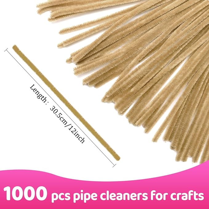Praisebank 1000pcs Light Brown Pipe Cleaners, Pipe Cleaners, Pipe Cleaners for Crafts.