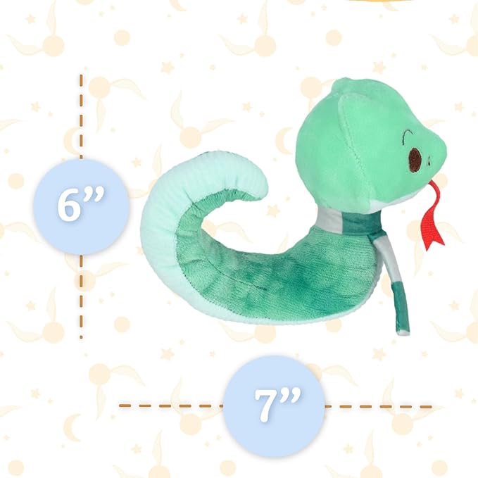 KIDS PREFERRED Harry Potter Slytherin Green Snake Plush Stuffed Animal with Embroidered Details and Green Stripped Scarf Hogwarts House Collectible for Babies, Toddlers, and Kids 6 Inches