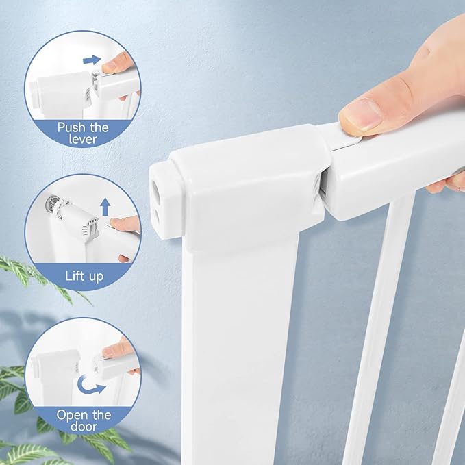 Baby Gate for Stairs, Auto Close Safety Baby Gates, Extra Tall and Wide Child Gate, Durability Dog Gates for The House, Doorways. Pressure Baby Gate for Dogs Indoor.