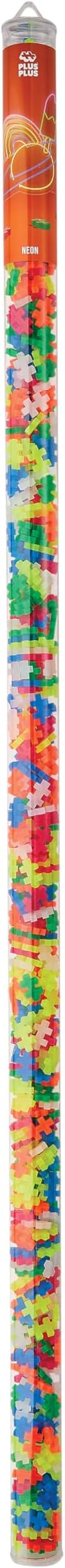 Plus Plus 500 Piece Interlocking Building Block 3D Puzzle Kit, Kids Stem Connecting Toys - Neon Color Mix