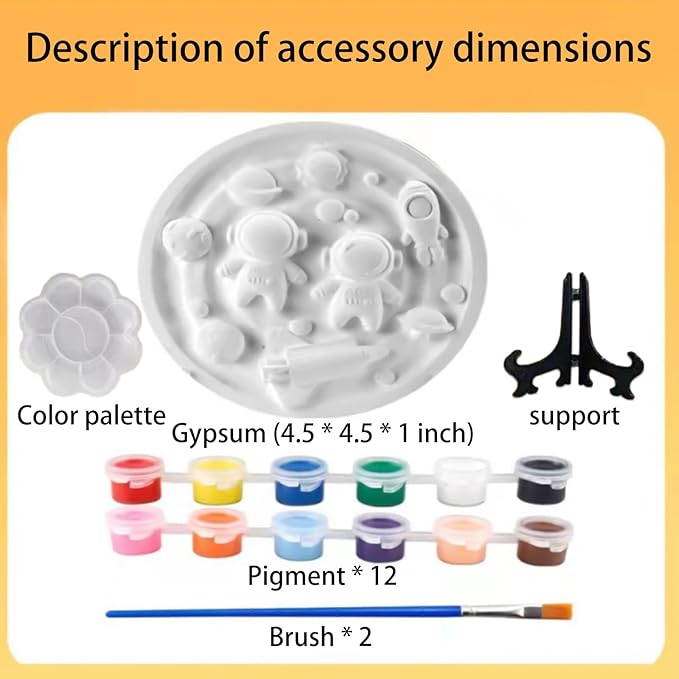 Adults DIY 3D Gypsum Graffiti 3D Colored Gypsum Doll White Embryo Colored Gypsum Painting (includes gypsum board, 12 colors of paint, three-dimensional frame, color palette, and color pens x 2