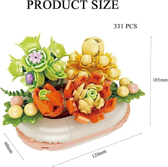 Mini Bloomscape DIY Succulent Building Kit - Create Your Botanical Oasis with 389PCS Construction Blocks (Not Compatible with Lego Set)