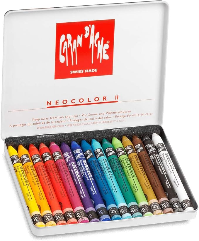 Caran d'Ache Classic Neocolor II Water-Soluble Pastels, 15 Colors