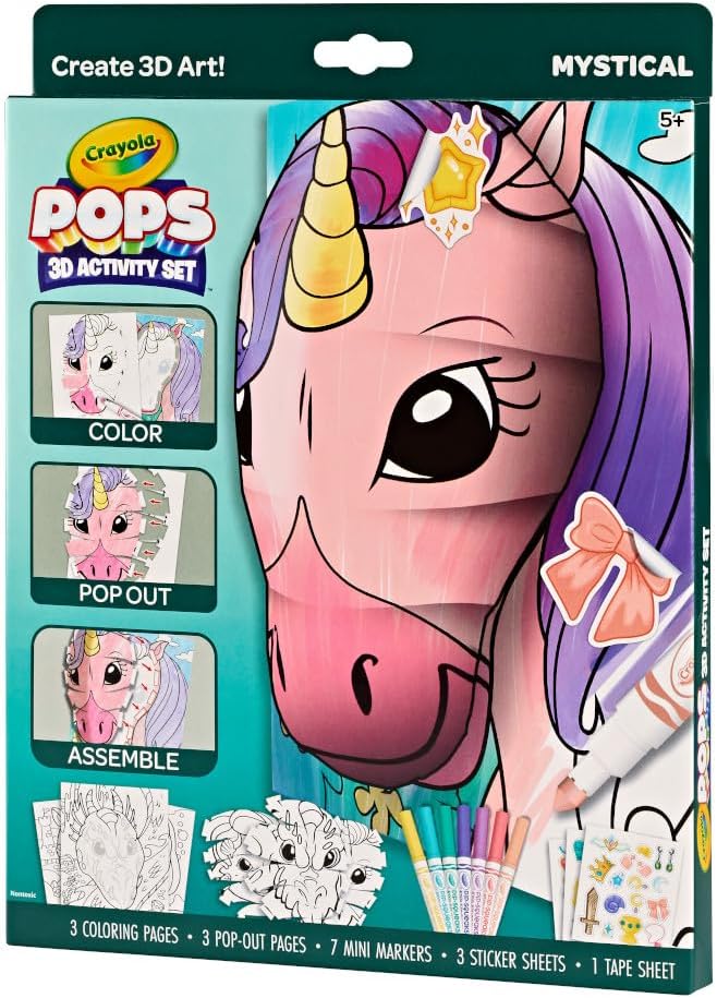 Crayola POPs 3D Kids Art Set, Mystical, Coloring Book Alternative, Gift for Girls & Boys, Ages 5+