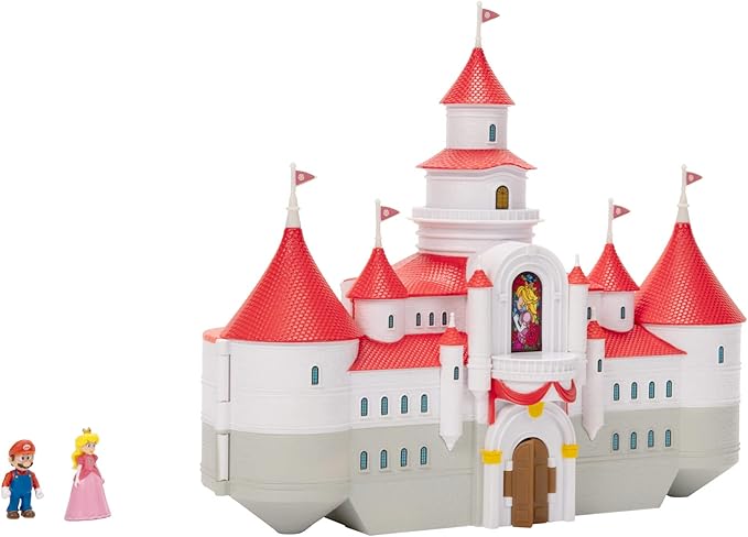 THE SUPER MARIO BROS. MOVIE – Mushroom Kingdom Castle Playset with Mini 1.25” Mario and Princess Peach Figures