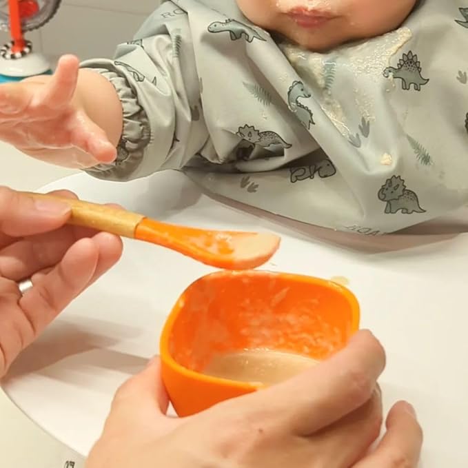 Avanchy Baby Bowls Silicone MINI Prep Bowl Set for Babies Kids Toddler for Feeding Food 4 oz, Orange