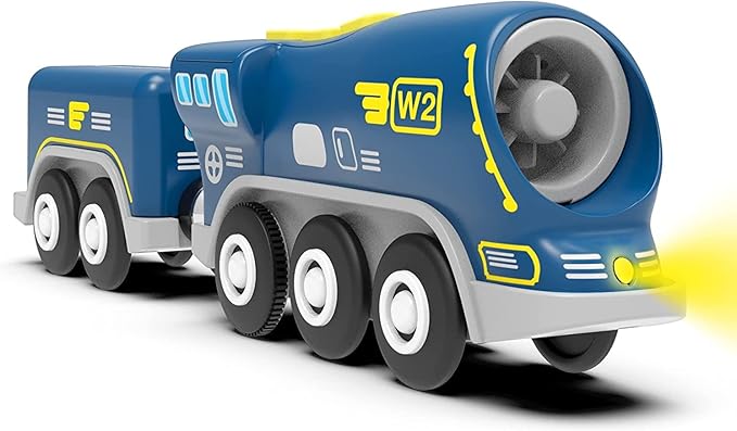 Battery Operated Action Locomotive Train (Magnetic Connection)- Powerful Engine Bullet Train Compatible with Thomas, Brio, Chuggington Wooden Train Set and Tracks- Toys Car for Toddlers